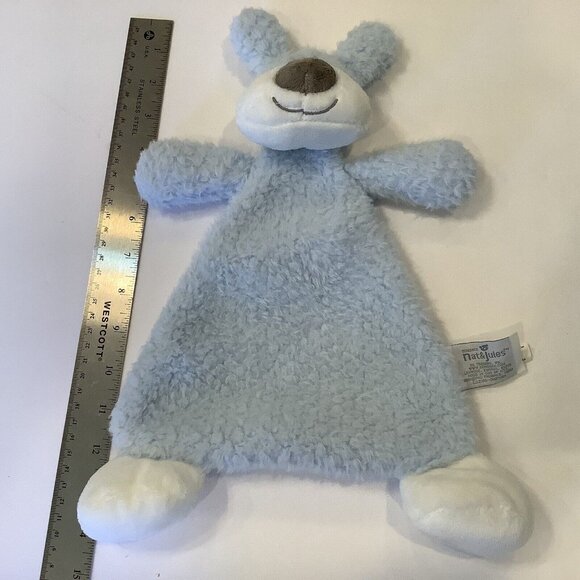 Demdaco NAT And JULES Security Blanket Puppy Dog Blue Lovey Rattle Plush Toy - Picture 4 of 8